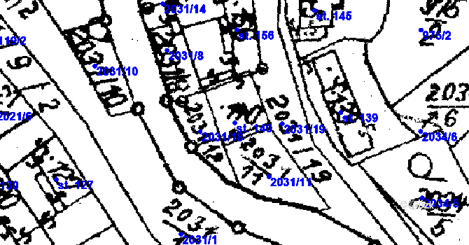 Parcela st. 140 v KÚ Budkov, Katastrální mapa