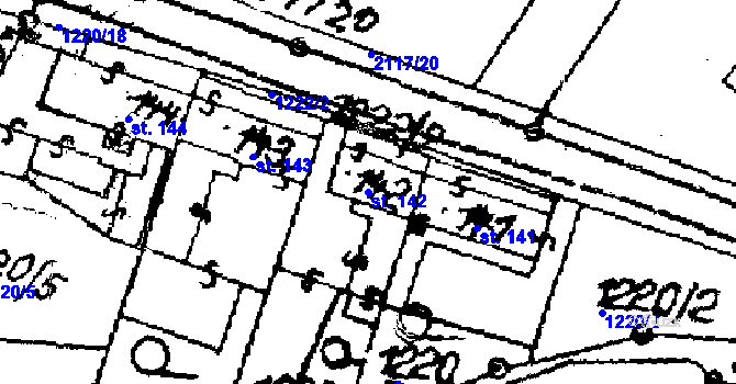 Parcela st. 142 v KÚ Budkov, Katastrální mapa