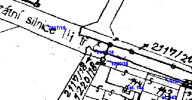 Parcela st. 2117/18 v KÚ Budkov, Katastrální mapa