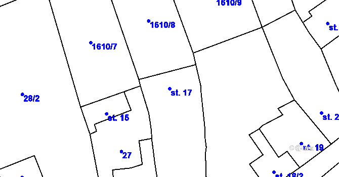 Parcela st. 17 v KÚ Budkovice, Katastrální mapa