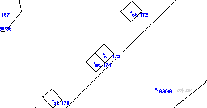 Parcela st. 173 v KÚ Budkovice, Katastrální mapa