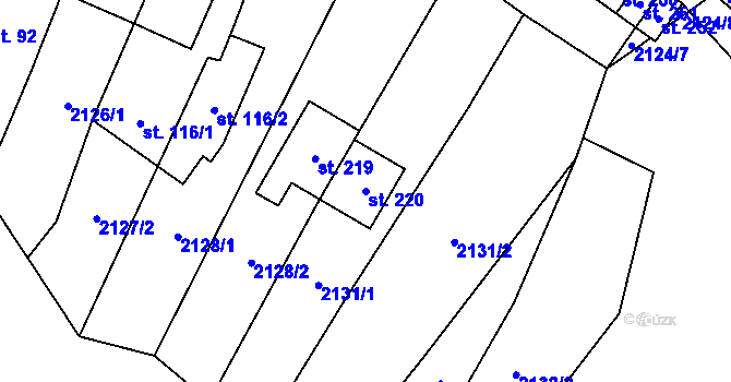 Parcela st. 220 v KÚ Budkovice, Katastrální mapa