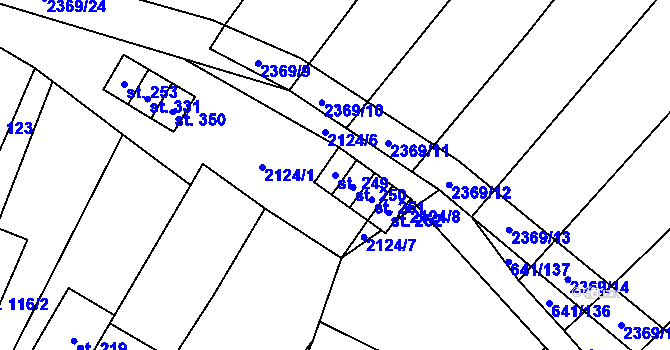 Parcela st. 249 v KÚ Budkovice, Katastrální mapa
