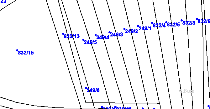 Parcela st. 249 v KÚ Budkovice, Katastrální mapa
