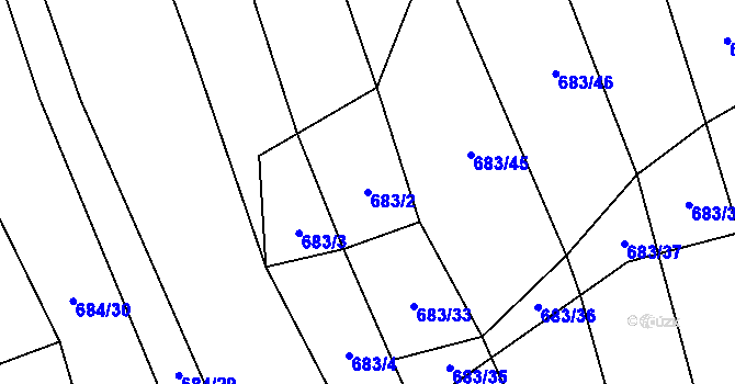 Parcela st. 683/2 v KÚ Budkovice, Katastrální mapa