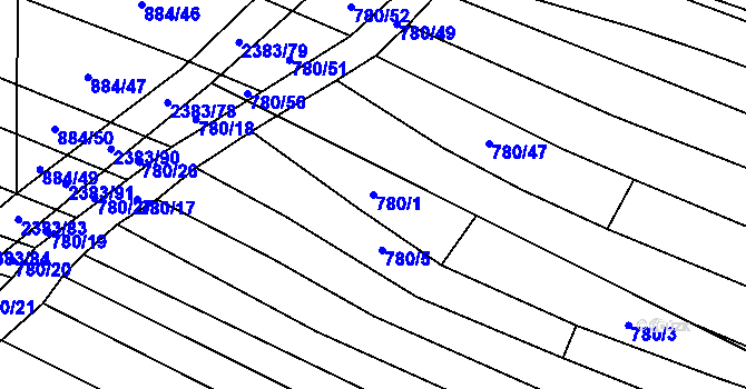 Parcela st. 780/1 v KÚ Budkovice, Katastrální mapa