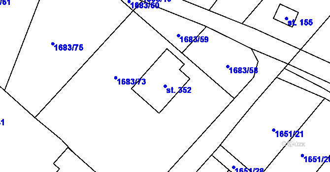 Parcela st. 352 v KÚ Budkovice, Katastrální mapa