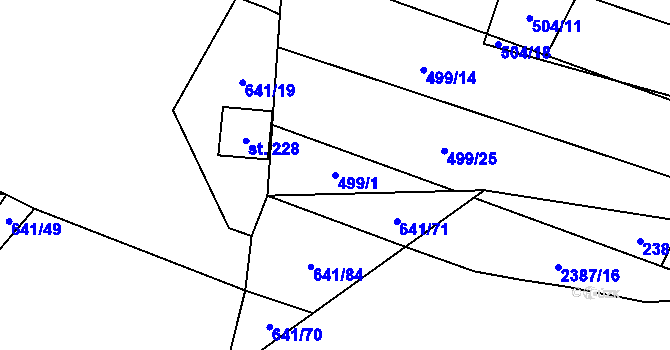 Parcela st. 499/1 v KÚ Budkovice, Katastrální mapa