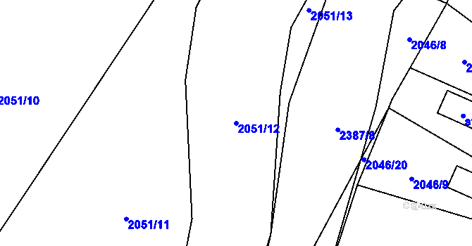 Parcela st. 2051/12 v KÚ Budkovice, Katastrální mapa