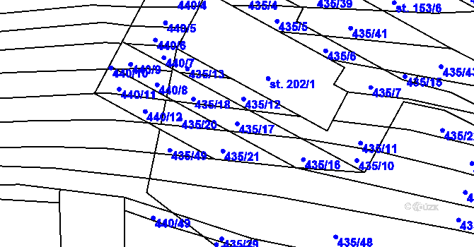 Parcela st. 435/17 v KÚ Budkovice, Katastrální mapa