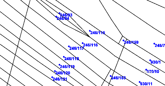 Parcela st. 246/116 v KÚ Budkovice, Katastrální mapa
