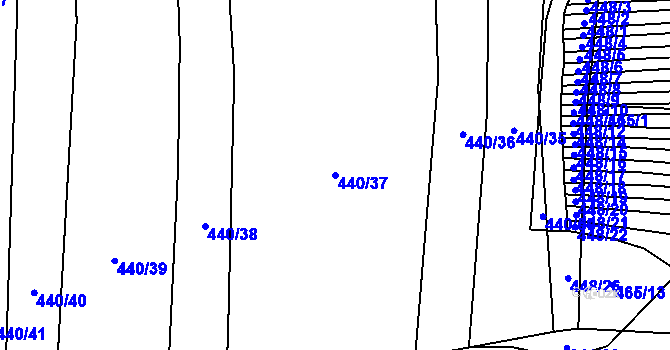 Parcela st. 440/37 v KÚ Budkovice, Katastrální mapa