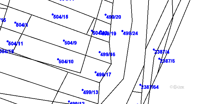 Parcela st. 499/16 v KÚ Budkovice, Katastrální mapa