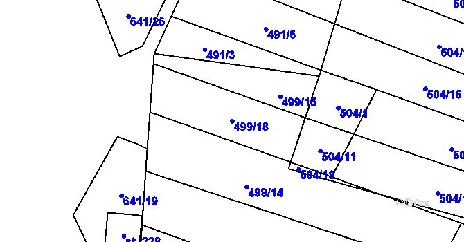 Parcela st. 499/18 v KÚ Budkovice, Katastrální mapa
