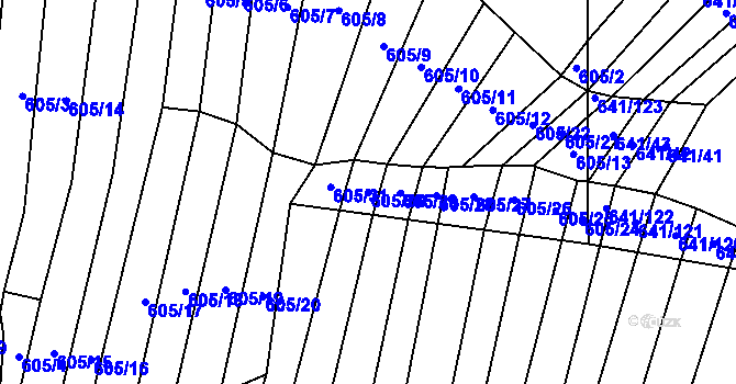 Parcela st. 605/30 v KÚ Budkovice, Katastrální mapa