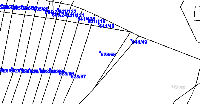 Parcela st. 628/68 v KÚ Budkovice, Katastrální mapa
