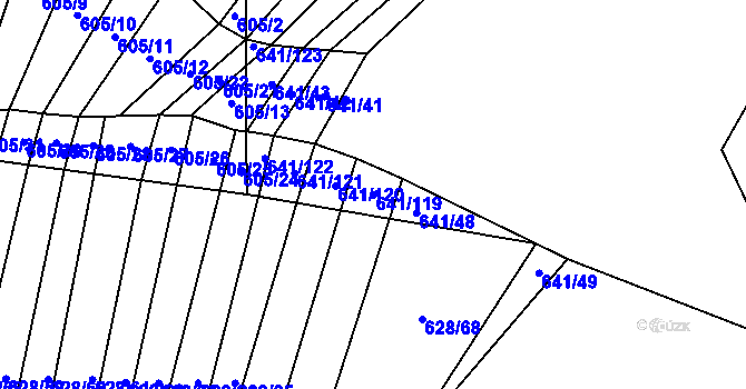 Parcela st. 641/119 v KÚ Budkovice, Katastrální mapa