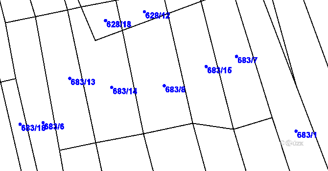 Parcela st. 683/8 v KÚ Budkovice, Katastrální mapa