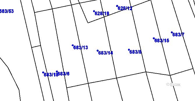 Parcela st. 683/14 v KÚ Budkovice, Katastrální mapa