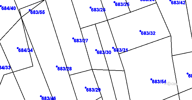 Parcela st. 683/30 v KÚ Budkovice, Katastrální mapa