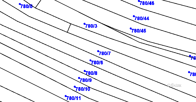 Parcela st. 780/7 v KÚ Budkovice, Katastrální mapa