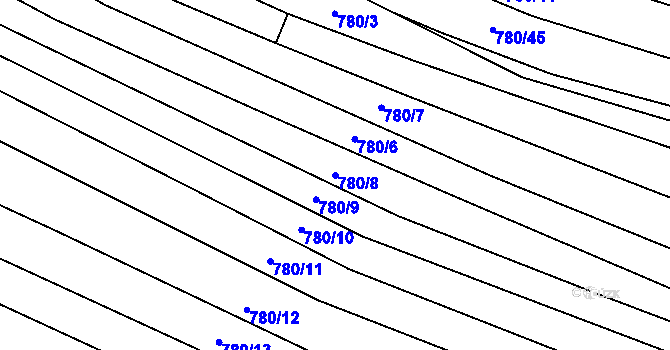 Parcela st. 780/8 v KÚ Budkovice, Katastrální mapa