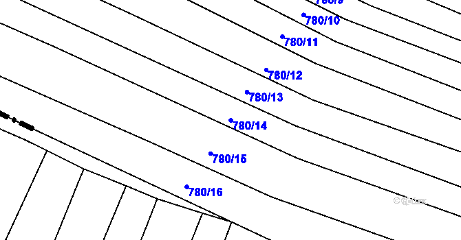 Parcela st. 780/14 v KÚ Budkovice, Katastrální mapa