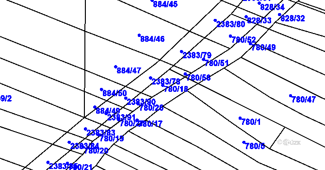 Parcela st. 780/18 v KÚ Budkovice, Katastrální mapa