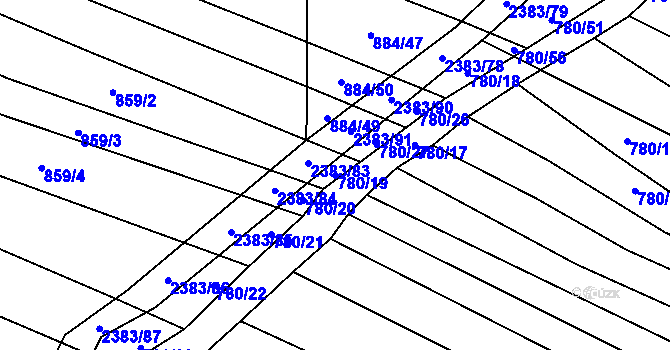 Parcela st. 780/19 v KÚ Budkovice, Katastrální mapa