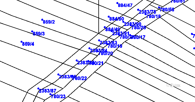 Parcela st. 780/20 v KÚ Budkovice, Katastrální mapa