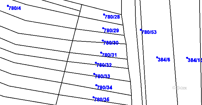Parcela st. 780/31 v KÚ Budkovice, Katastrální mapa