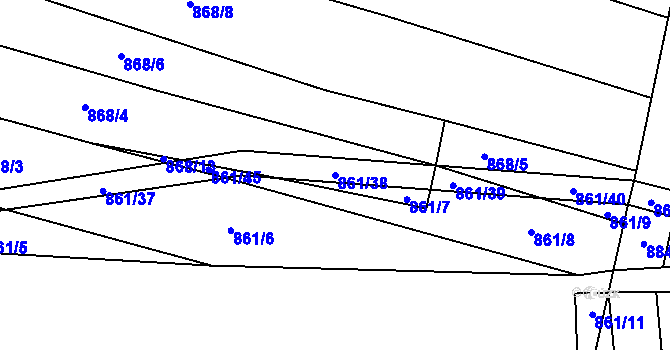 Parcela st. 861/38 v KÚ Budkovice, Katastrální mapa