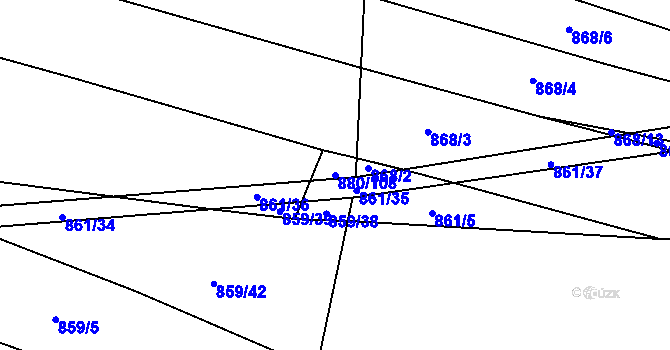 Parcela st. 880/108 v KÚ Budkovice, Katastrální mapa