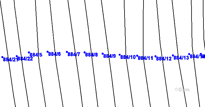 Parcela st. 884/9 v KÚ Budkovice, Katastrální mapa