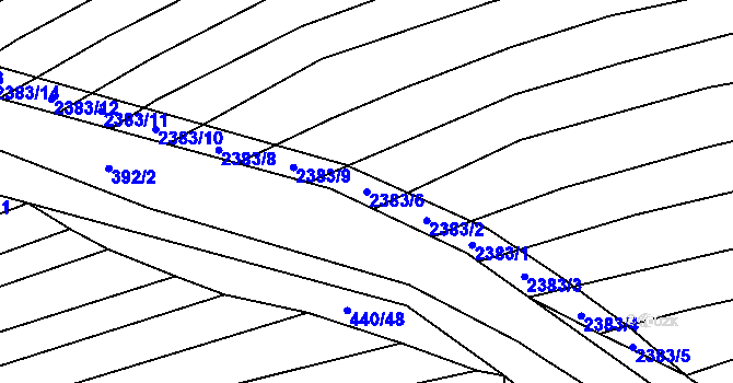 Parcela st. 2383/6 v KÚ Budkovice, Katastrální mapa