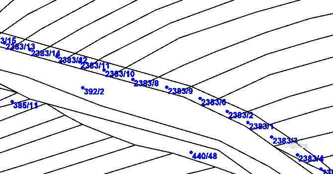 Parcela st. 2383/9 v KÚ Budkovice, Katastrální mapa