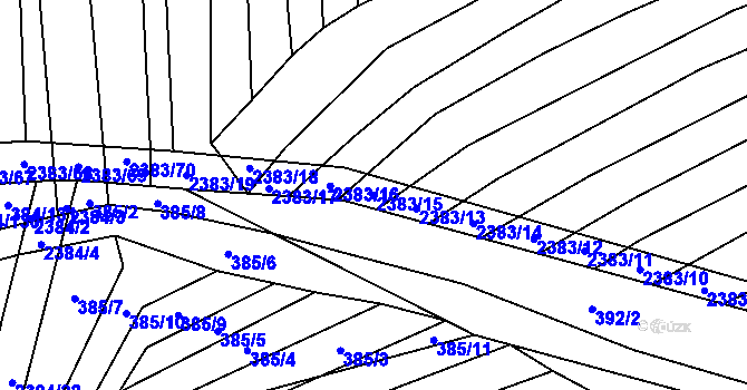 Parcela st. 2383/15 v KÚ Budkovice, Katastrální mapa