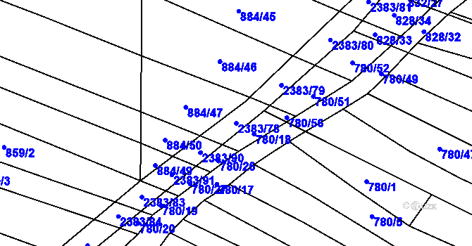 Parcela st. 2383/78 v KÚ Budkovice, Katastrální mapa