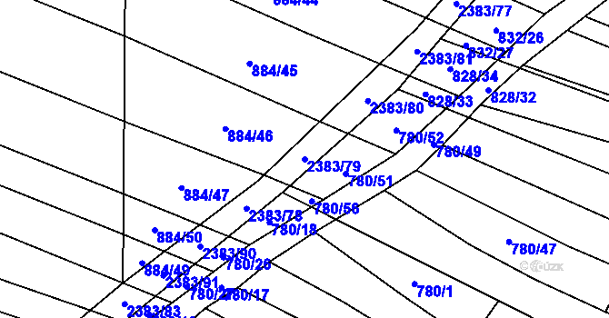 Parcela st. 2383/79 v KÚ Budkovice, Katastrální mapa