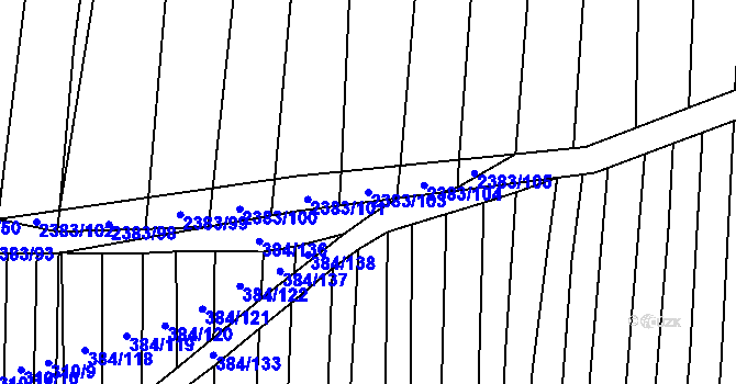 Parcela st. 2383/103 v KÚ Budkovice, Katastrální mapa
