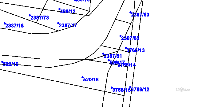 Parcela st. 2387/61 v KÚ Budkovice, Katastrální mapa