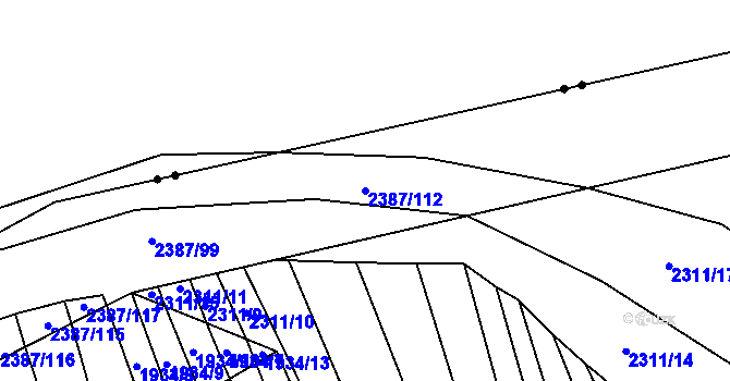 Parcela st. 2387/112 v KÚ Budkovice, Katastrální mapa