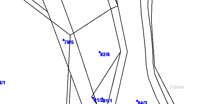 Parcela st. 82/6 v KÚ Budyně, Katastrální mapa