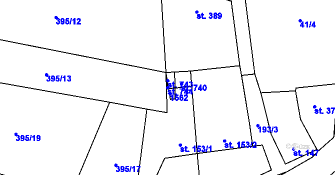 Parcela st. 744 v KÚ Budyně nad Ohří, Katastrální mapa