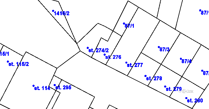 Parcela st. 276 v KÚ Budyně nad Ohří, Katastrální mapa
