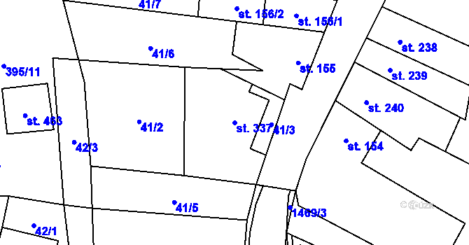 Parcela st. 337 v KÚ Budyně nad Ohří, Katastrální mapa