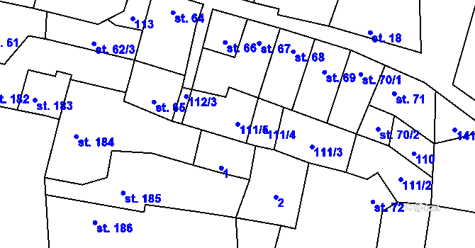 Parcela st. 111/5 v KÚ Budyně nad Ohří, Katastrální mapa