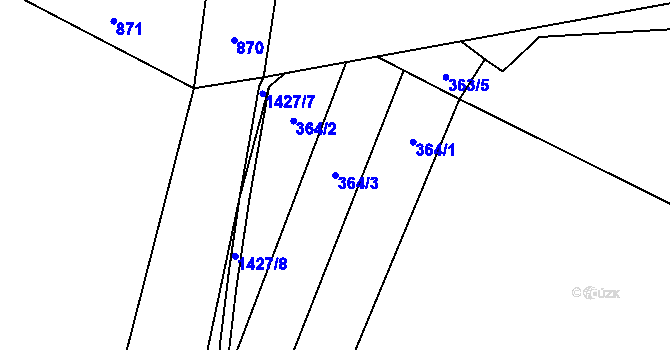 Parcela st. 364/3 v KÚ Budyně nad Ohří, Katastrální mapa