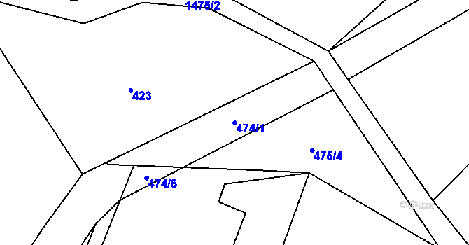 Parcela st. 474/1 v KÚ Budyně nad Ohří, Katastrální mapa
