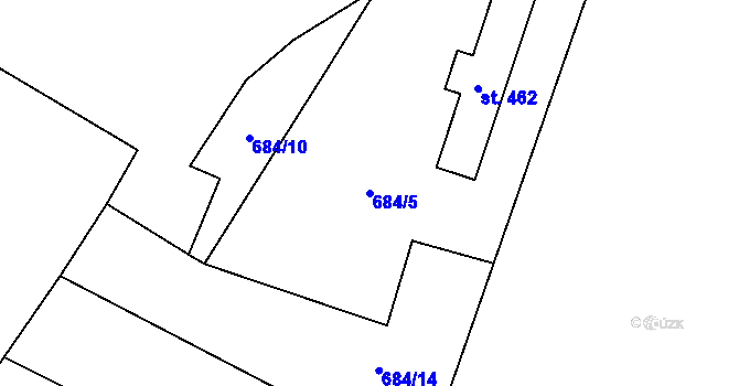 Parcela st. 684/5 v KÚ Budyně nad Ohří, Katastrální mapa
